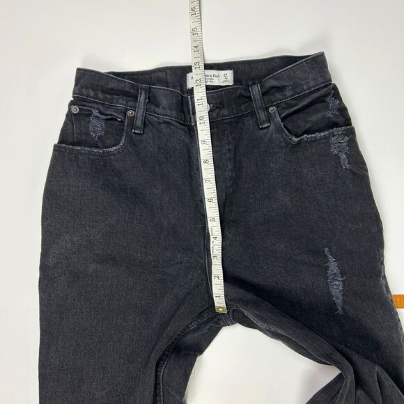 Abercrombie Curve Love Ultra High Rise Straight Jeans Black Distressed 4 Short - Picture 10 of 14